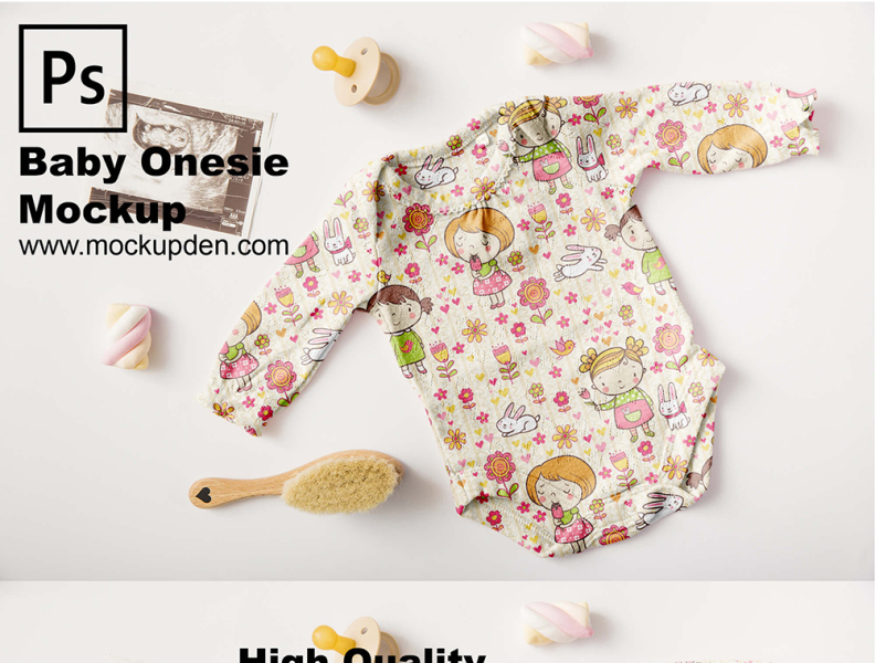 Download Free Baby Onesie Mockup PSD Template by Mockup Den on Dribbble