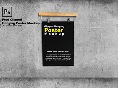 Free Clipped Hanging Poster Mockup PSD Template