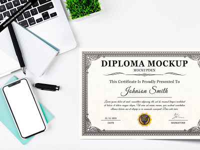 Free Diploma Mockup PSD Template