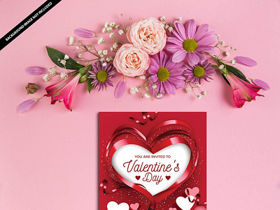 Free Valentines Day Card Mockup PSD Template