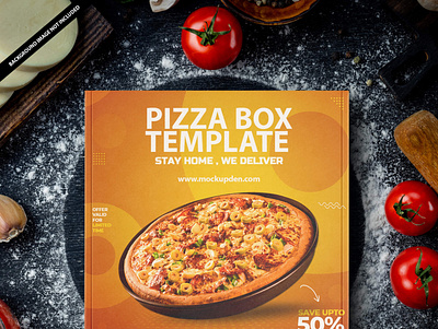 Free Pizza Box Template PSD Mockup