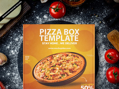 Free Pizza Box Template PSD Mockup