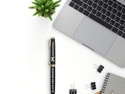 Free Black Pen Mockup PSD Template