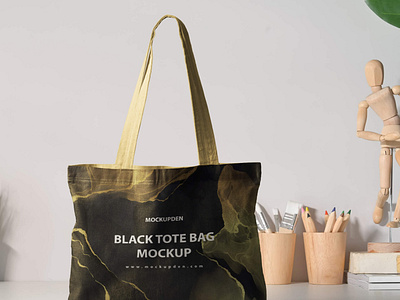 Free Black Tote Bag Mockup PSD Template