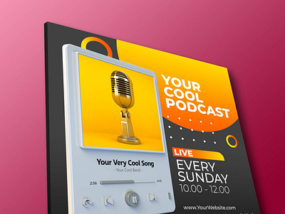 Free Podcast Cover Art Mockup PSD Template