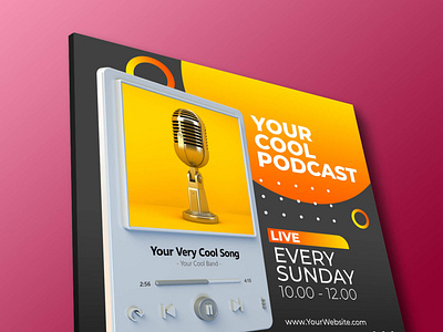 Free Podcast Cover Art Mockup PSD Template