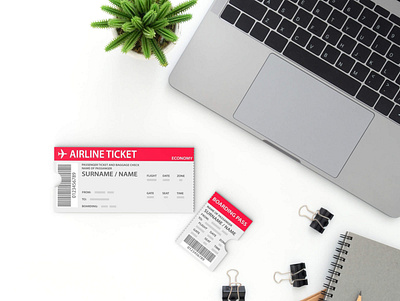 Free Plane Ticket Mockup PSD Template