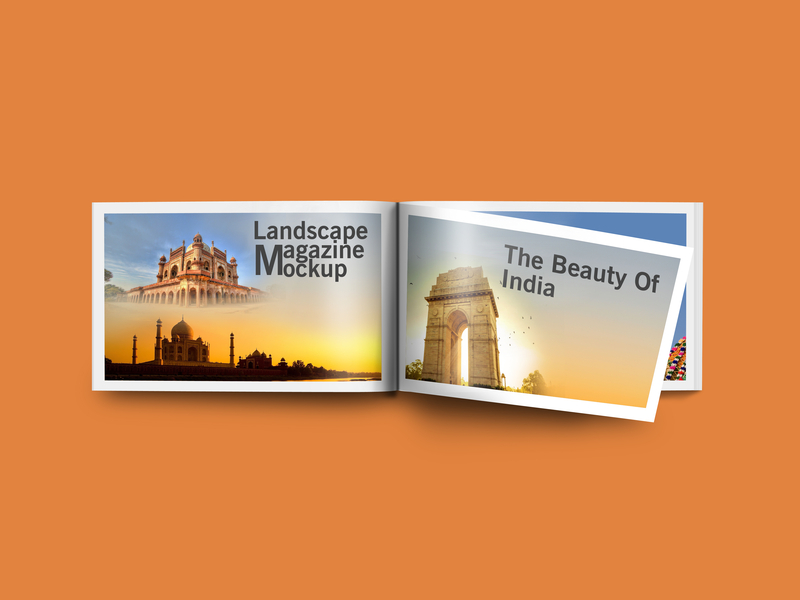 Download Free Landscape Magazine Mockup PSD Template by Mockup Den ...