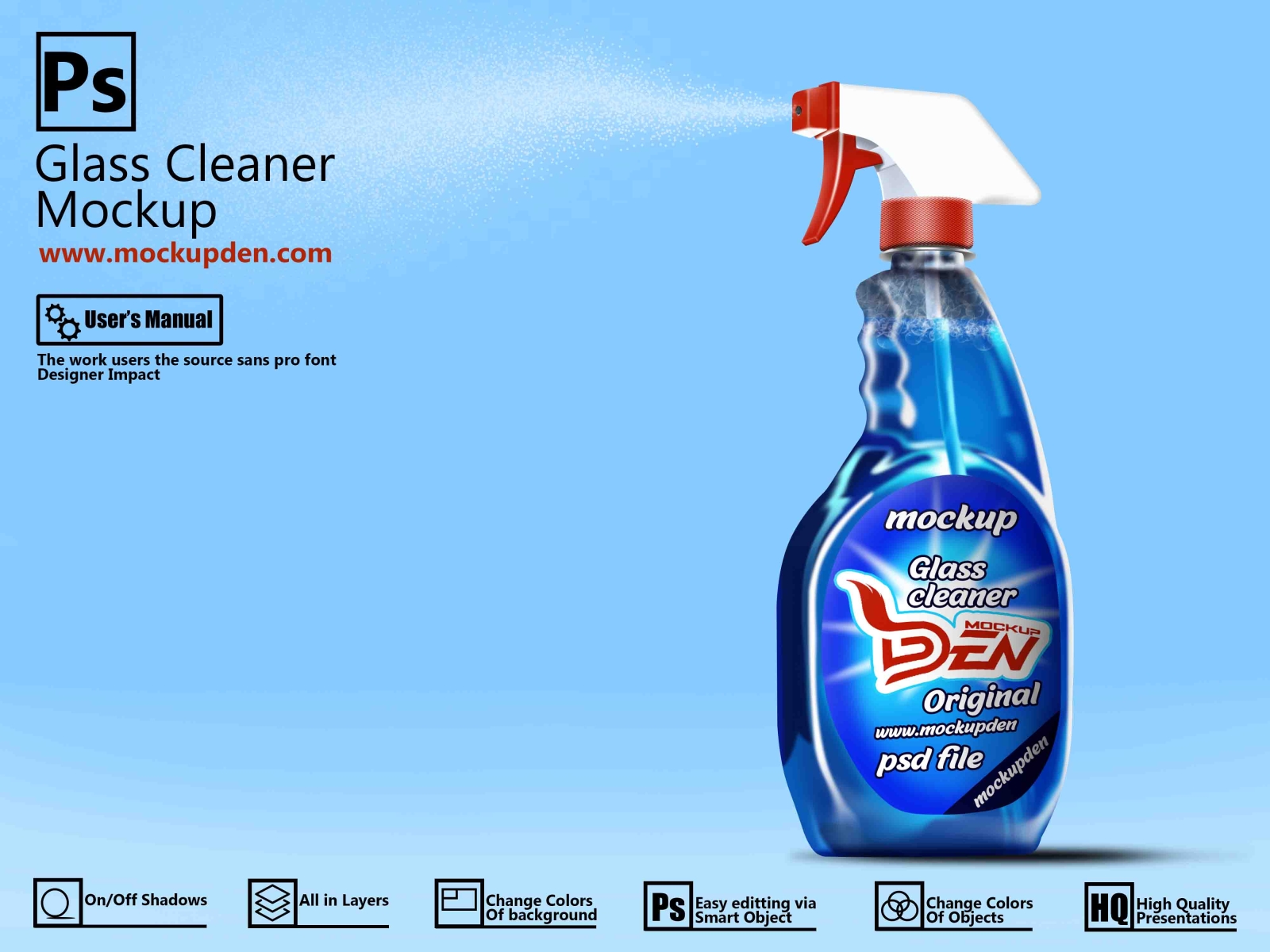 Download Free Realistic Glass Cleaner Mockup PSD Template Design by ...
