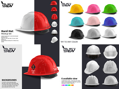 Download Multiple Color Hard Hat Mockup Pack Psd Template By Mockup Den On Dribbble