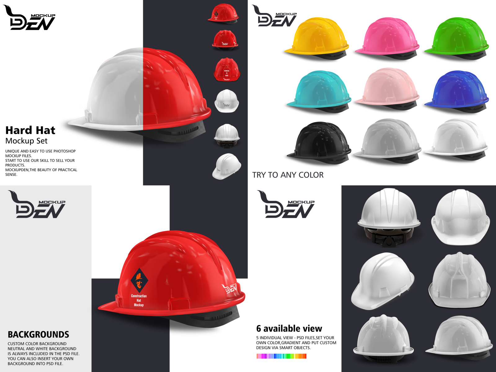 Download Multiple Color Hard Hat Mockup Pack | PSD Template by ...