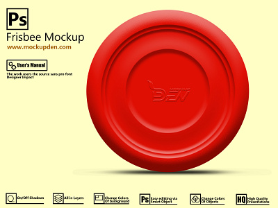 Free Red Frisbee Mockup PSD Template Design free frisbee