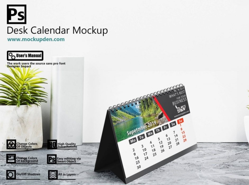 Download Free Elegant Desk Calendar Mockup Psd Template By Mockup Den On Dribbble PSD Mockup Templates