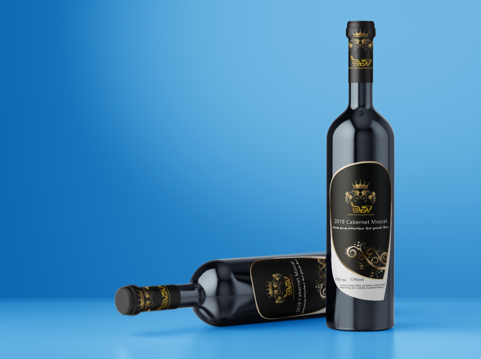 Download Free Matte Black Wine Bottle Mockup | PSD Template by Mockup Den on Dribbble