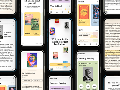 Goodreads App - Style Tile amazon audiobook book card ebook kindle library makereign mobile mobile app onboarding product reading story style tile ui