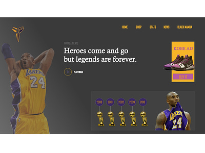 Kobe Bryant Landing Page design ui ux vector web website