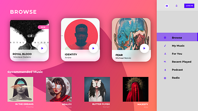 Music app concept design branding design flat minimal ui ux web