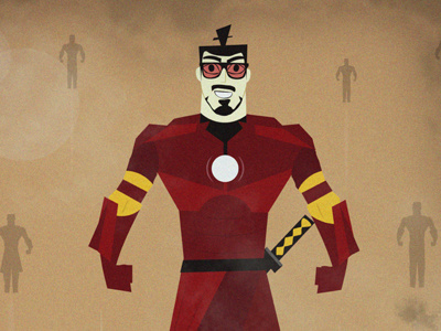 Samurai Stark cartoon character illustration iron man samurai jack tony stark