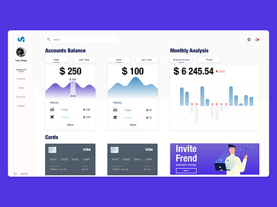 Simple bank app dashboard concept app design flat illustration logo minimal ui ux web website