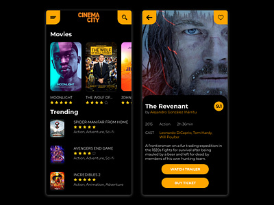 Cinema City Fanart app concept app cinema clean design illustration ios iphone minimal ui ux web website webstore