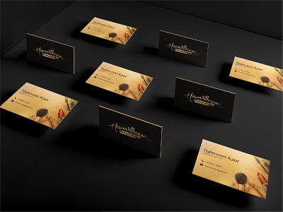 Hansveen artist beauty black branding bussines card consultant corporate identity cosmetics design foil golden grooming image leaf logo luxury makeup printing typography visitingcard