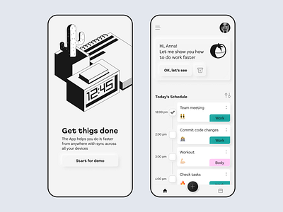 To-do app black white blackandwhite figma illustration mobile task list task manager tasks todo todoapp todolist uiux