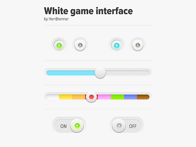 White game interface blue button game green interface light mobile modern slider switch ui white