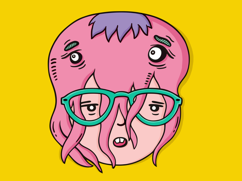 Woke up like this digital art logo icon octopus face girl graphics selfie portrait sketch minimal design draw art drawing illustration