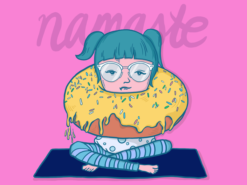 Donut Touch Me design namaste yoga girl donut graphics minimal sketch art draw drawing illustration