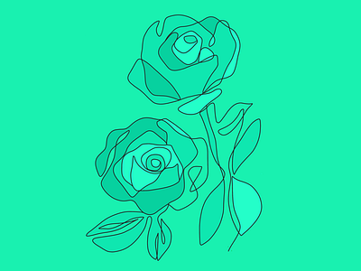 Green Blooms art design draw drawing floral flowers green illustration linework minimal roses