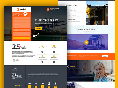 Logistic Landing Page animation app design illustration illustrator ui ux vector web website