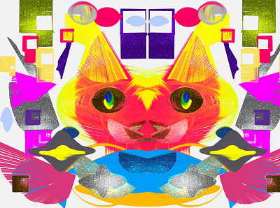 Abstract artwork hyper cat in sci fi world