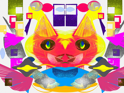 Abstract artwork hyper cat in sci fi world