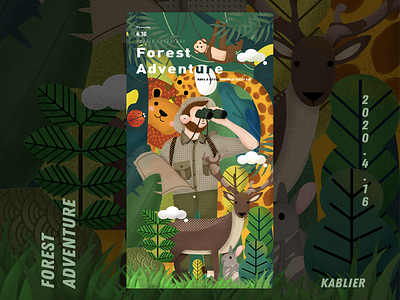 Forest Adventure forest animals illustration simplicity typography ui 品牌