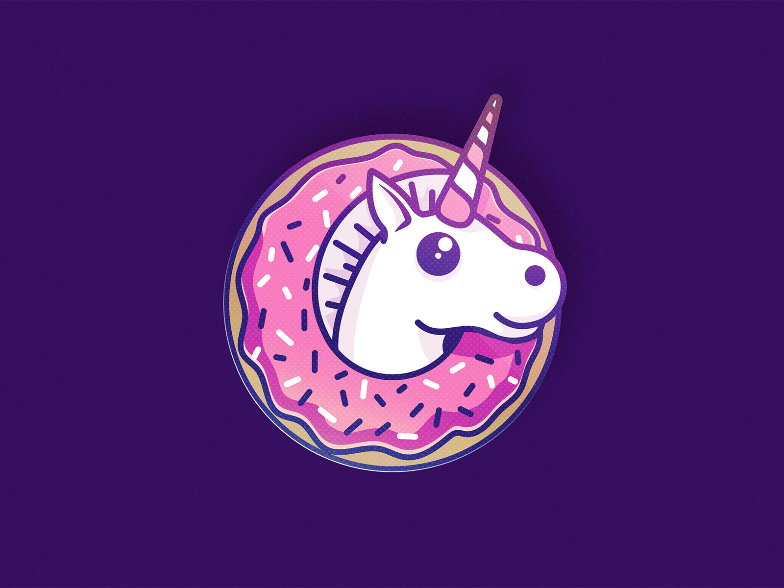 Pink vibes unicorn baby candy characher cute animal donut doughnut head horse illustration illustration design pink scredeck sparkles sweet unicorn vector
