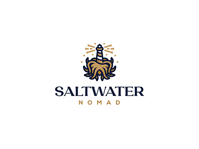 Saltwater Nomad beacon creature design illustration lighthouse logo ocean octopus scredeck sea simple squid vector