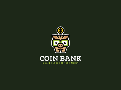 Coinbank animal bank coin dollar financial logo money nerd pig scredeck