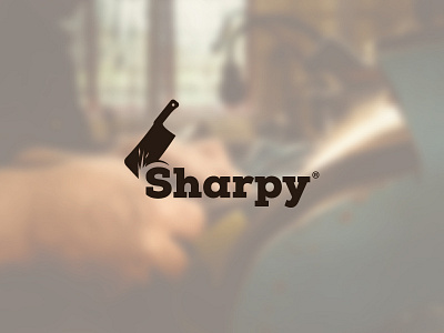 Sharpy Logo blade butcher chef cutting kitchen knife logo scredeck sharp sharpy