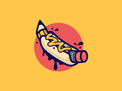 Hot Dog Pencil design draw drawing hot dog hotdog logo mustard pencil scredeck sketch