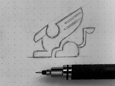 Griffin Sketch animal creature design griffin illustration lion logo mythical scredeck simple vector wing