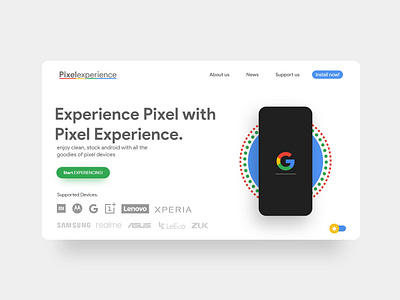 Pixel Experience | Landing page | Redesign