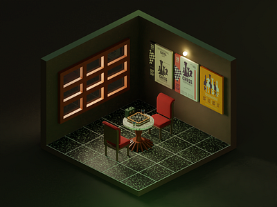 Chess | Tiny Rooms 3d blender dailyui design illustration