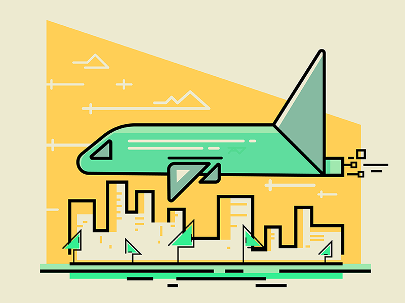 Flight styleframe whoosh colored geometric illustration vector design travel airplane flying