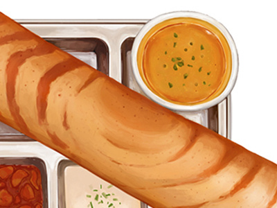 Thosai digital painting dosa food illustration indian thosai