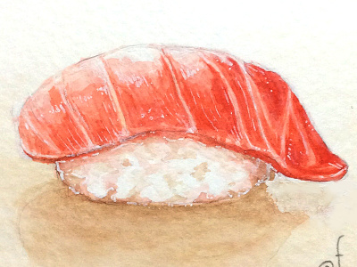 Tuna Sushi chutoro food maguro painting sushi tuna watercolor