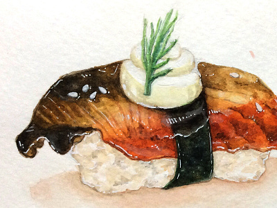Unagi Sushi eel food japanese painting sushi unagi watercolor