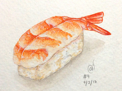 Ebi Sushi ebi food japanese shrimp sushi watercolor