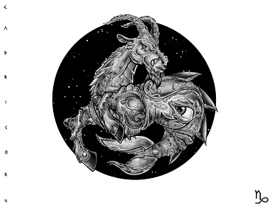 Capricorn 2021 adobe adobe fresco astrology black and white capricorn digital art digital illustration horoscope illustration january zodiac zodiac sign