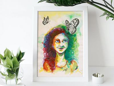 Spreading colours art art for home art for you artwork brush strokes brushes butterfly colourful colours design dreams frames girl illustration insiration paint painting portrait wall art watercolour