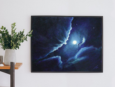 The night sky art art for home art for you brush strokes clouds design illusion illustration moonlight night painting shadows stars wall art